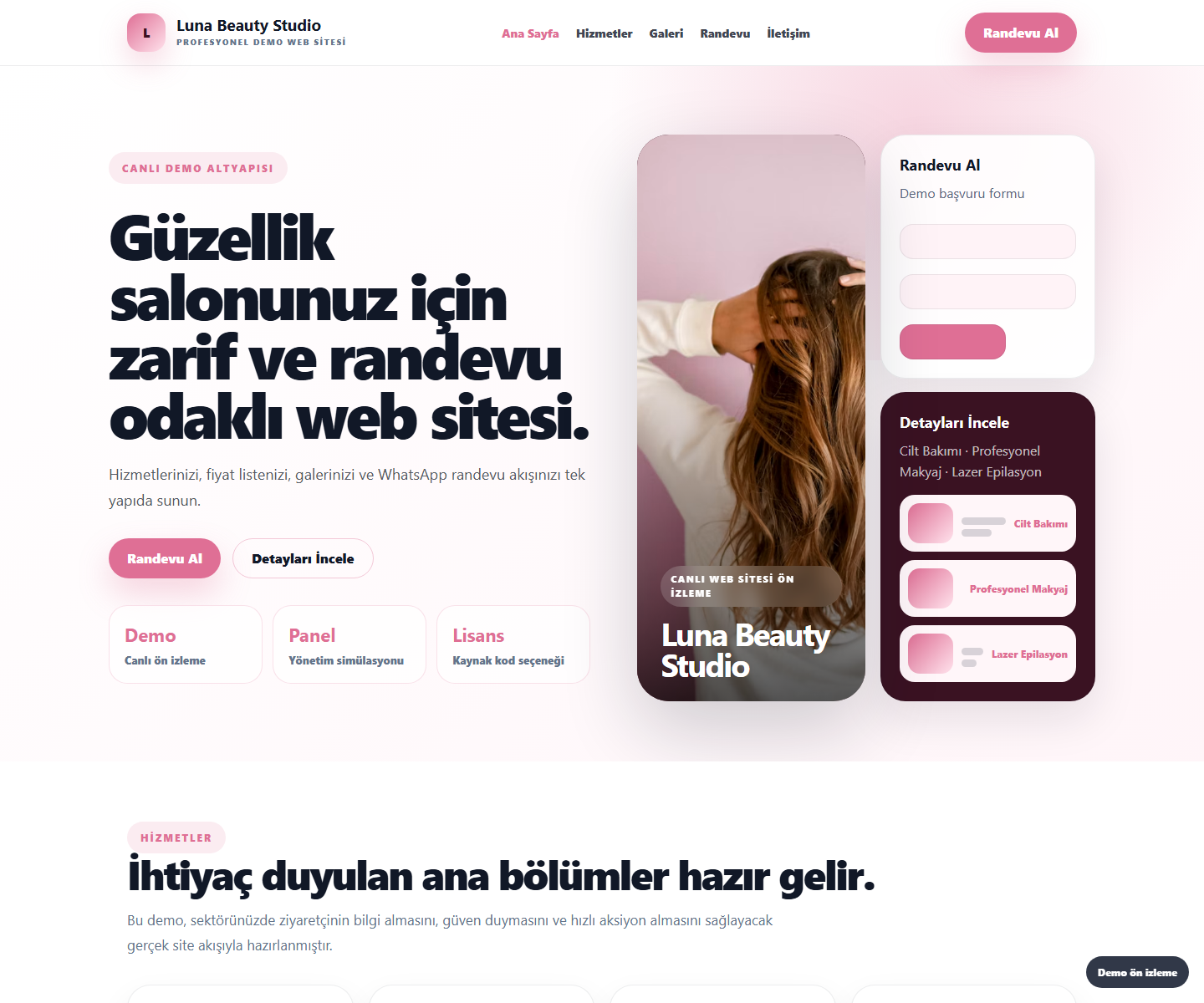 Güzellik Salonu Web Sitesi ödeme ürün özeti görseli