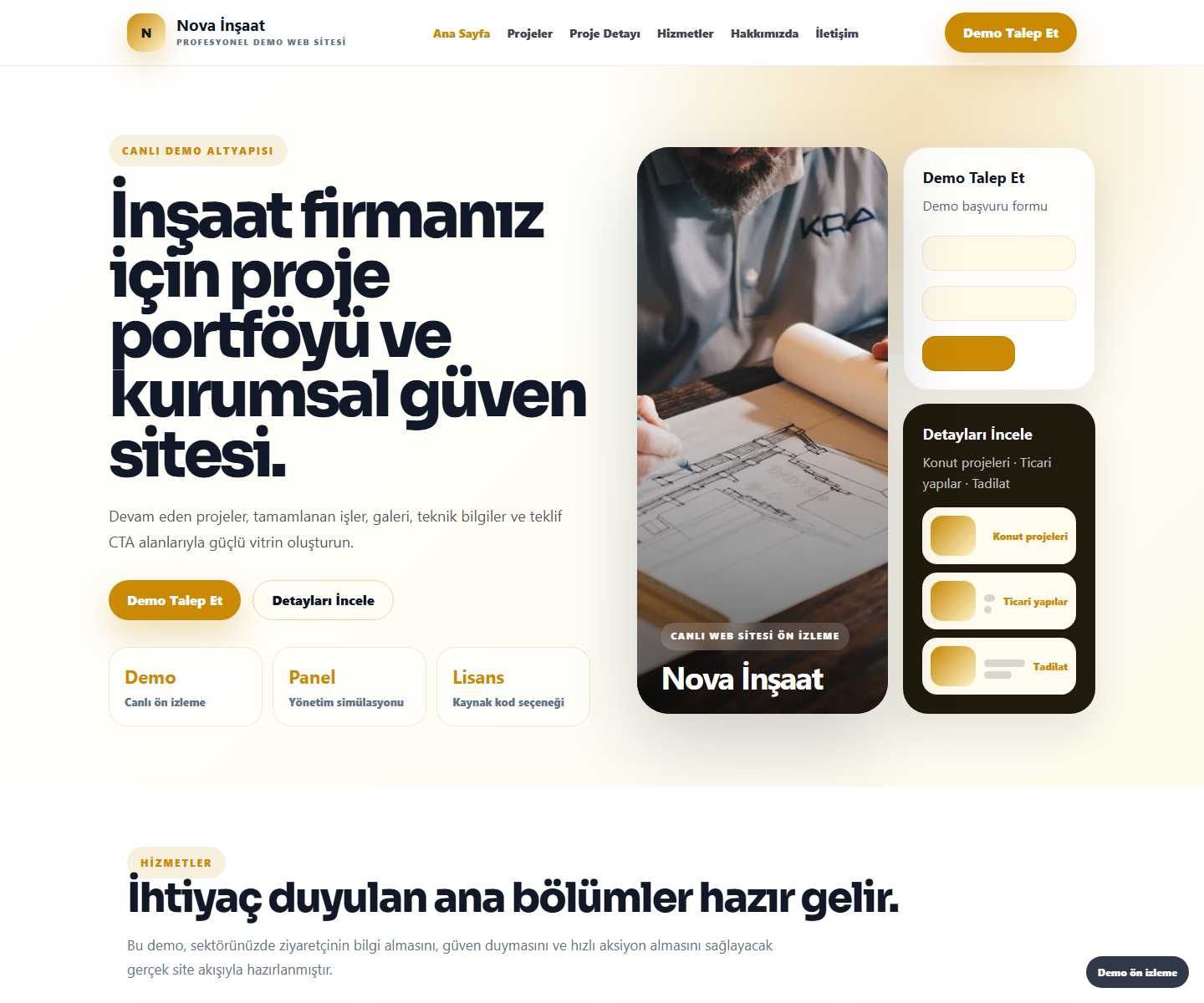 İnşaat Firması Web Sitesi büyük web sitesi ön izleme görseli