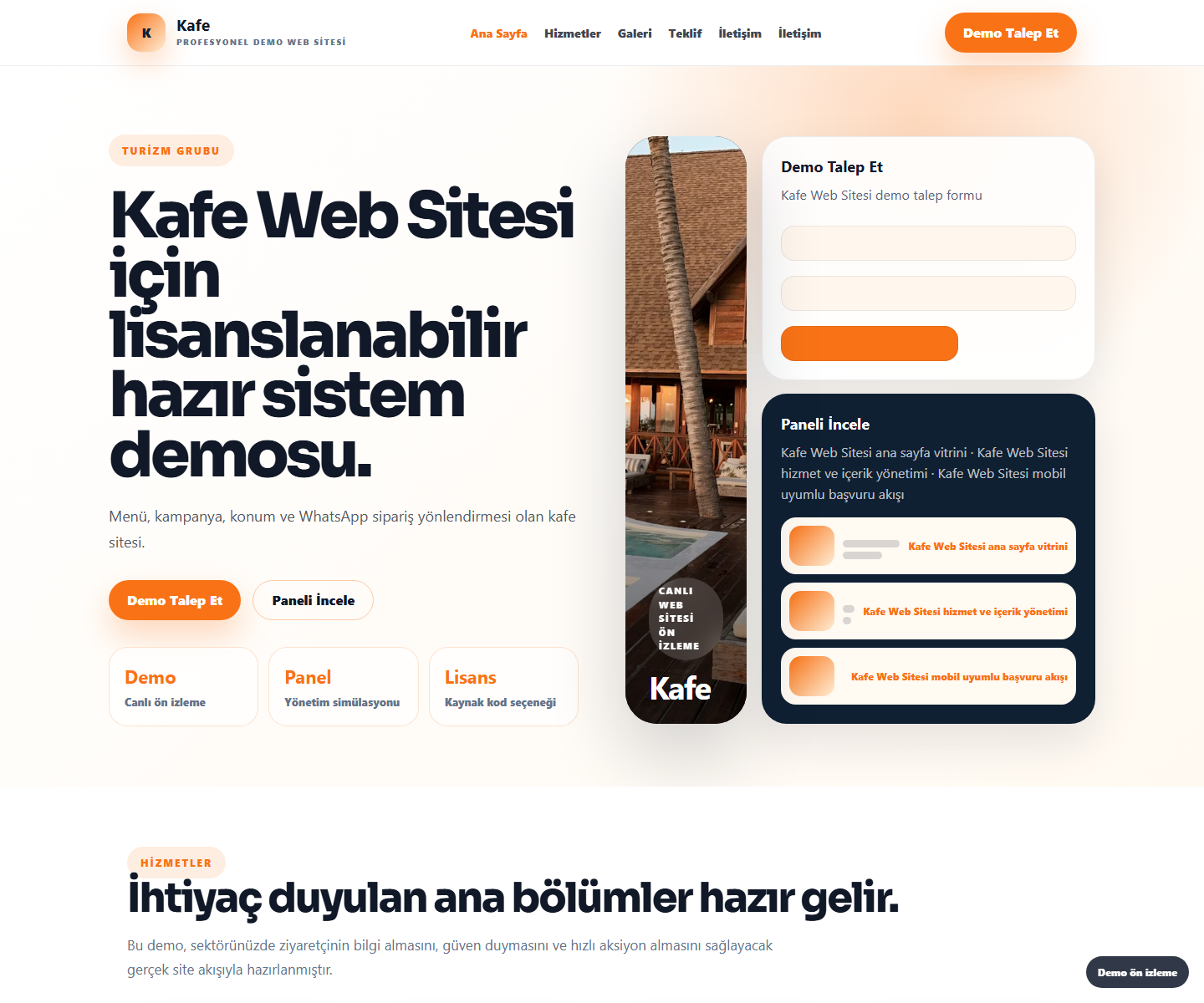 Kafe Web Sitesi büyük web sitesi ön izleme görseli