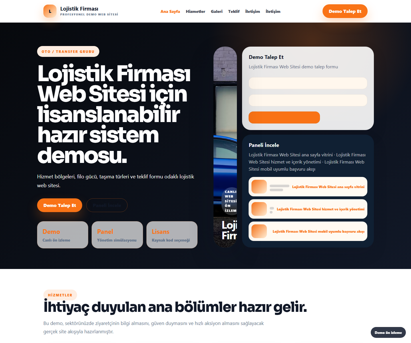 Lojistik Firması Web Sitesi büyük web sitesi ön izleme görseli