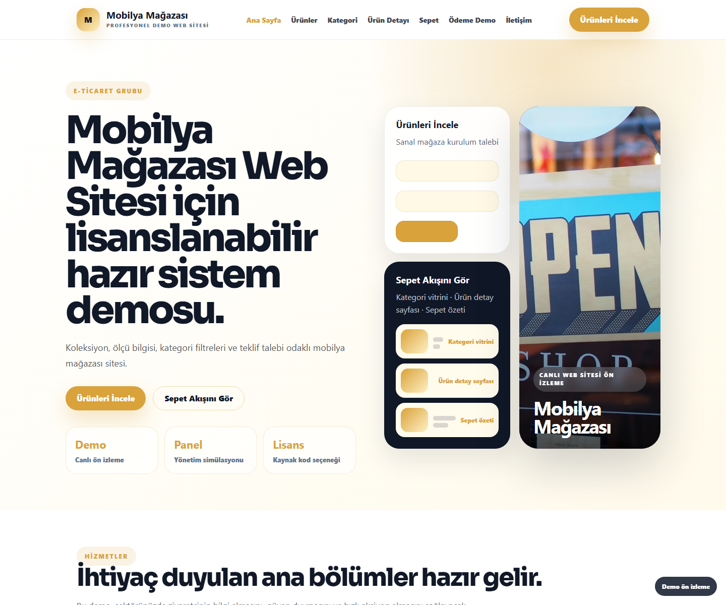 Mobilya Mağazası Web Sitesi ödeme ürün özeti görseli