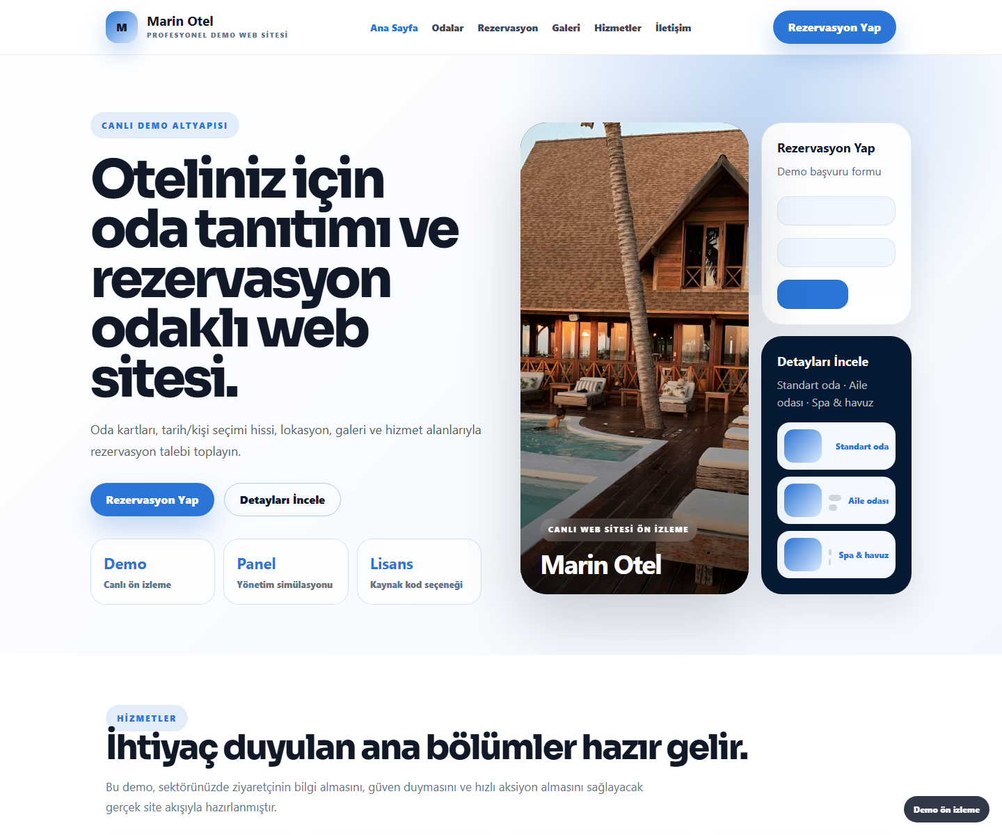 Otel Web Sitesi ödeme ürün özeti görseli