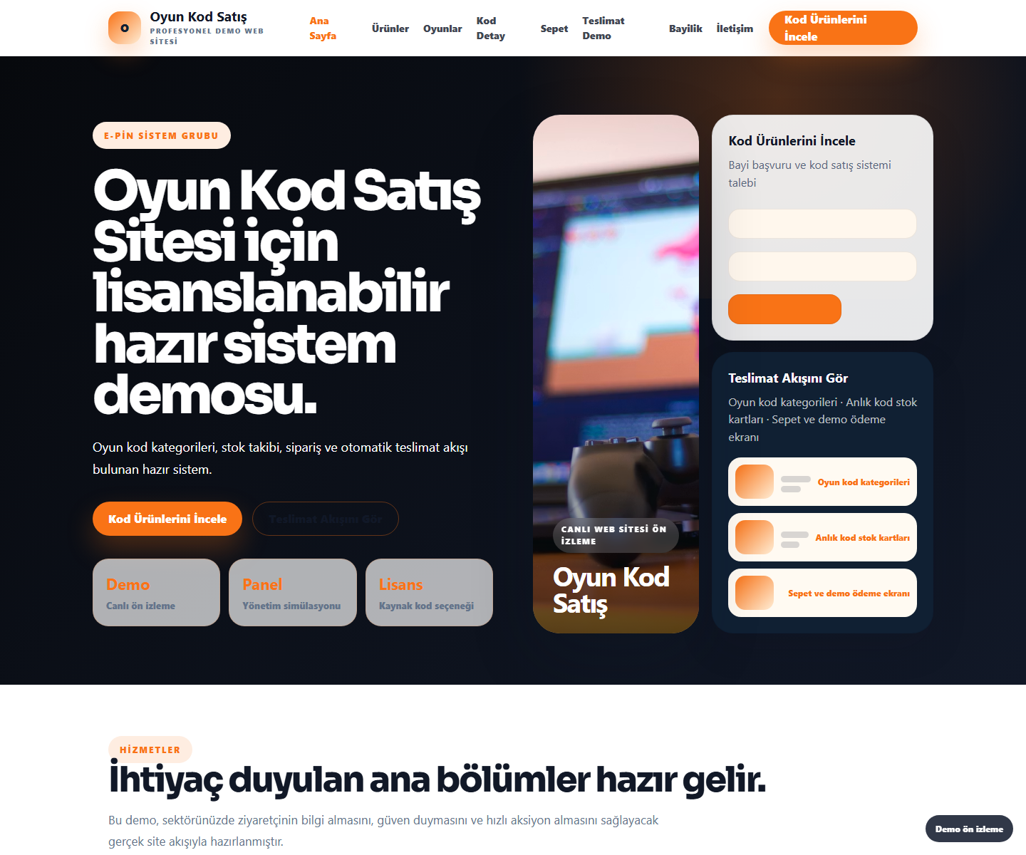 Oyun Kod Satış Sitesi ödeme ürün özeti görseli