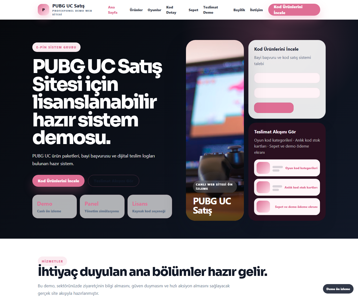 PUBG UC Satış Sitesi büyük web sitesi ön izleme görseli