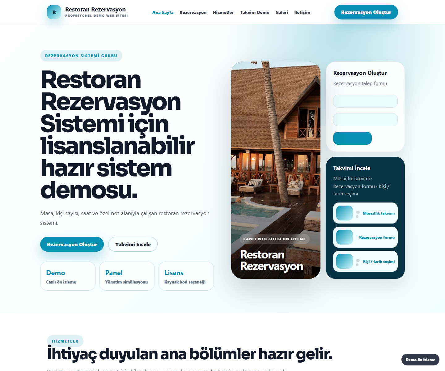 Restoran Rezervasyon Sistemi ödeme ürün özeti görseli