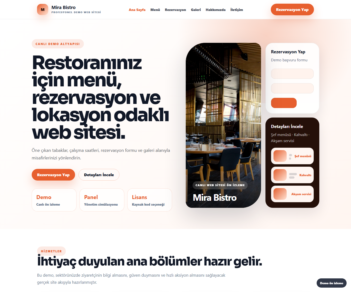 Restoran Web Sitesi ödeme ürün özeti görseli