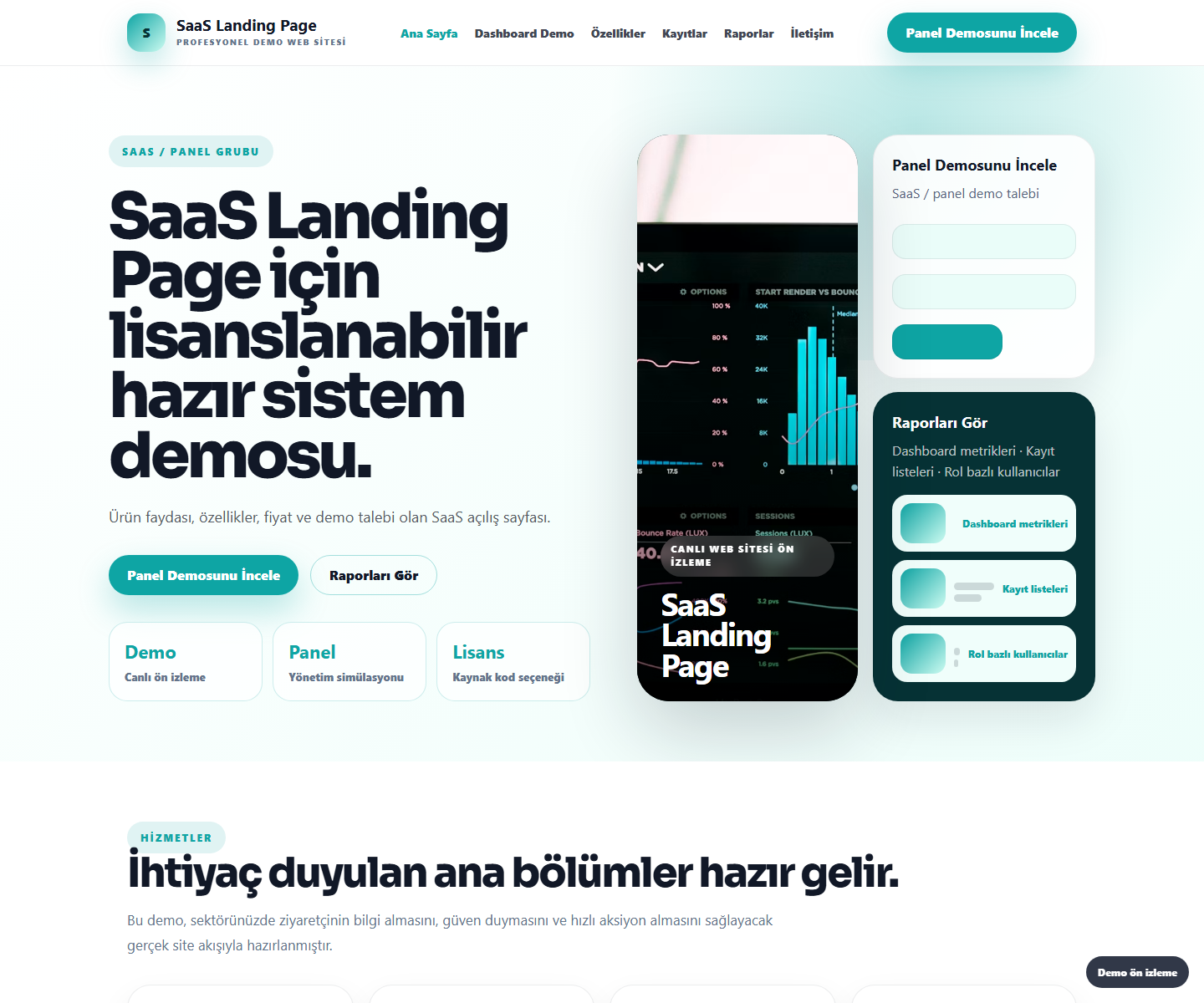 SaaS Landing Page ödeme ürün özeti görseli