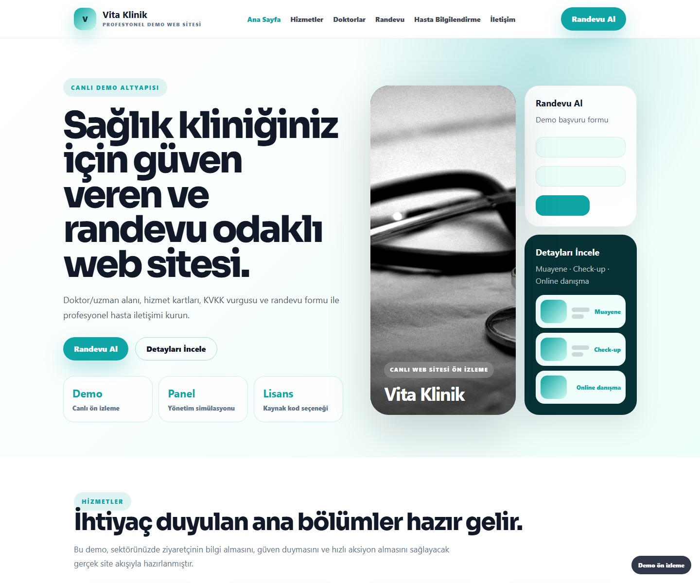 Sağlık Kliniği Web Sitesi büyük web sitesi ön izleme görseli