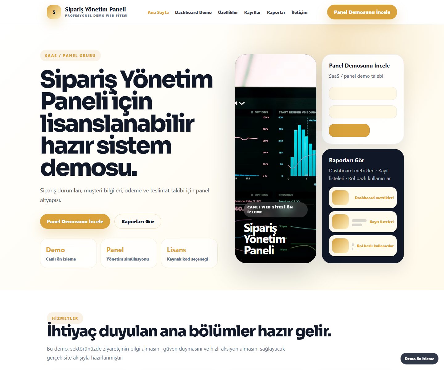 Sipariş Yönetim Paneli ödeme ürün özeti görseli