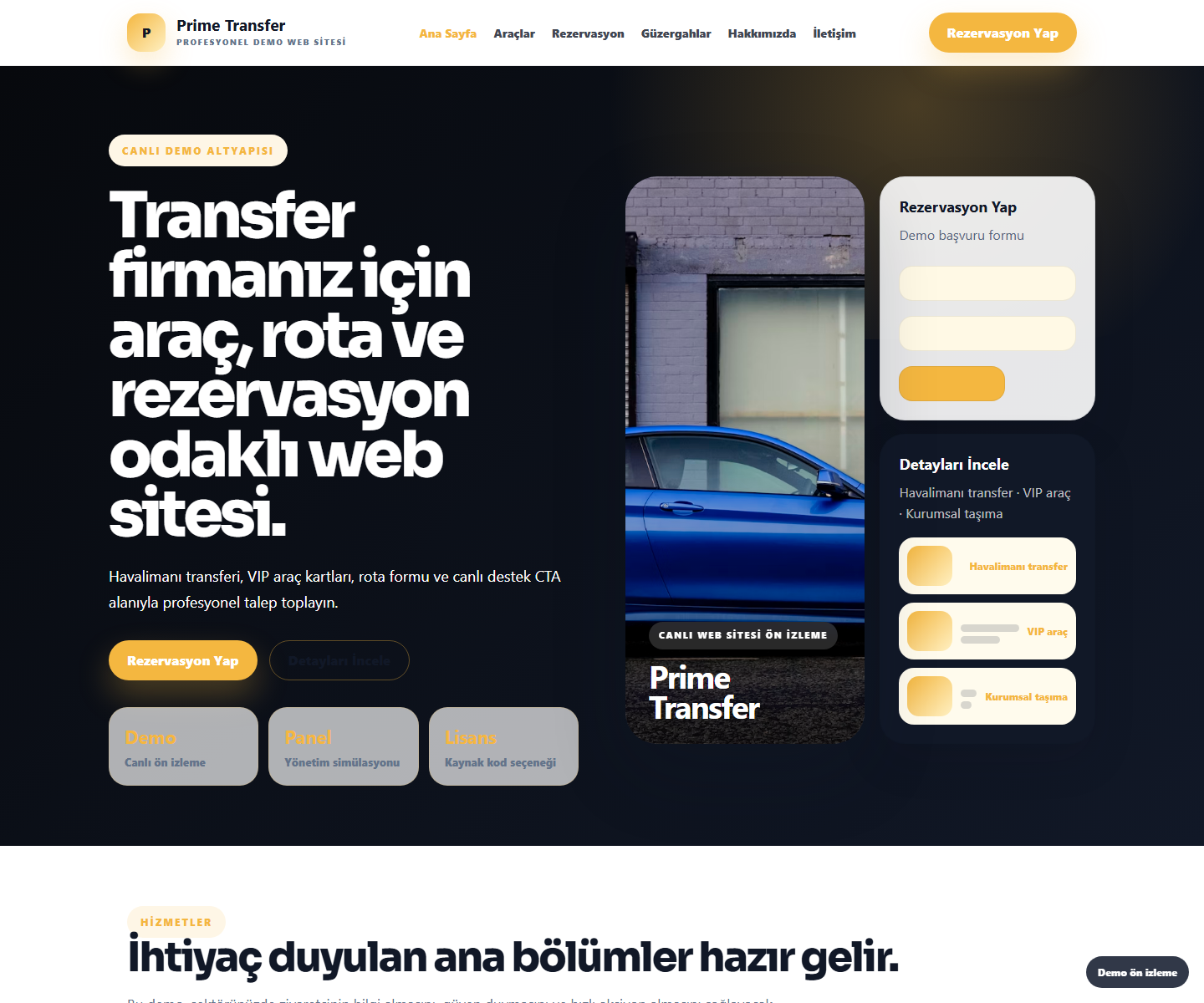 Transfer Firması Web Sitesi büyük web sitesi ön izleme görseli