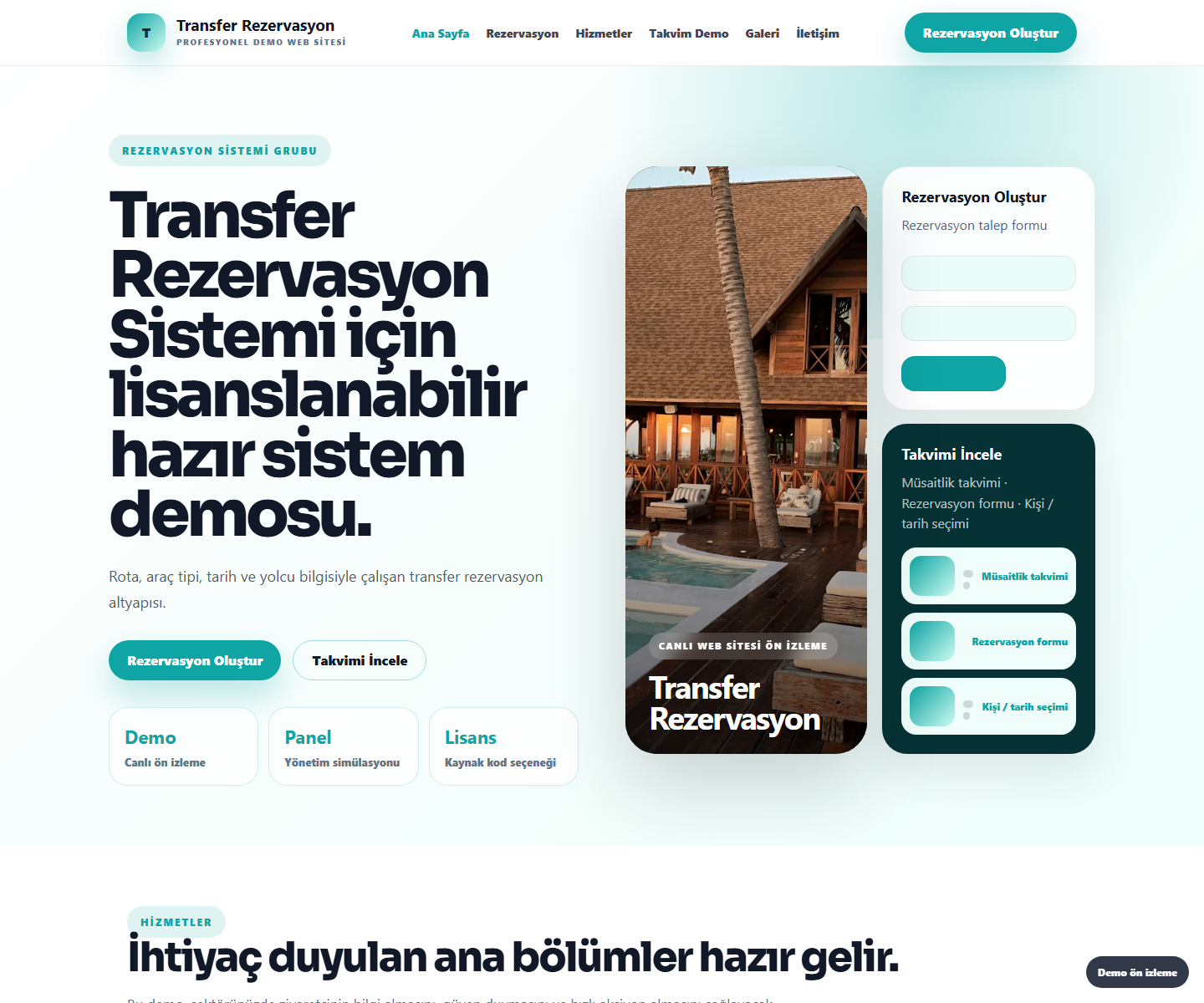 Transfer Rezervasyon Sistemi ödeme ürün özeti görseli