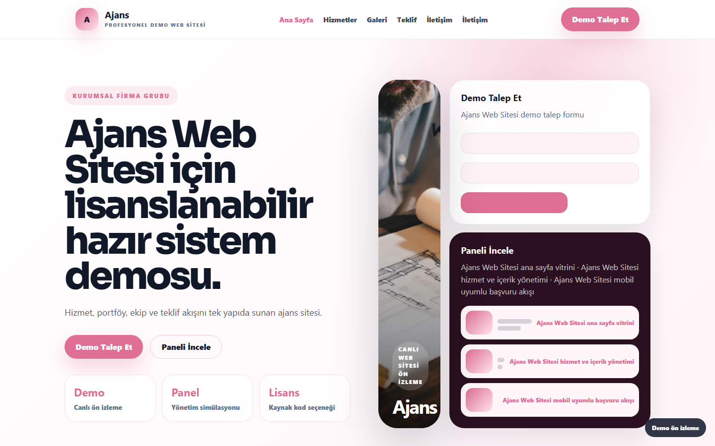 Ajans Web Sitesi demo site ekran görüntüsü