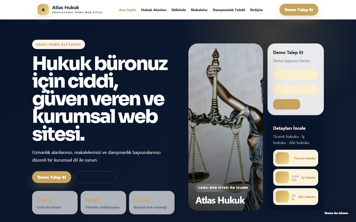 Avukat Web Sitesi demo site ekran görüntüsü