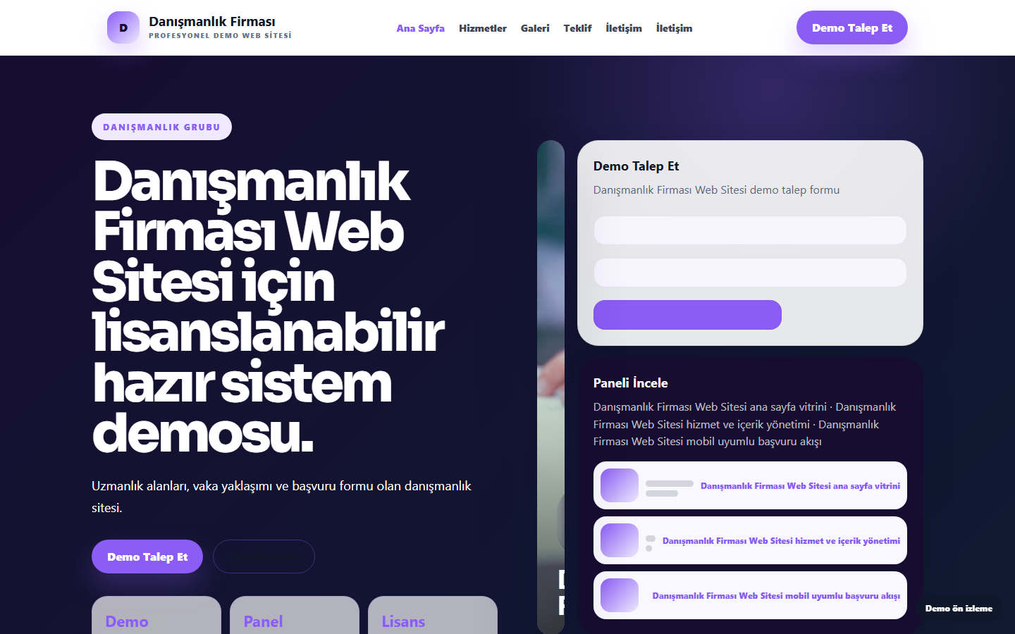 Danışmanlık Firması Web Sitesi demo site ekran görüntüsü