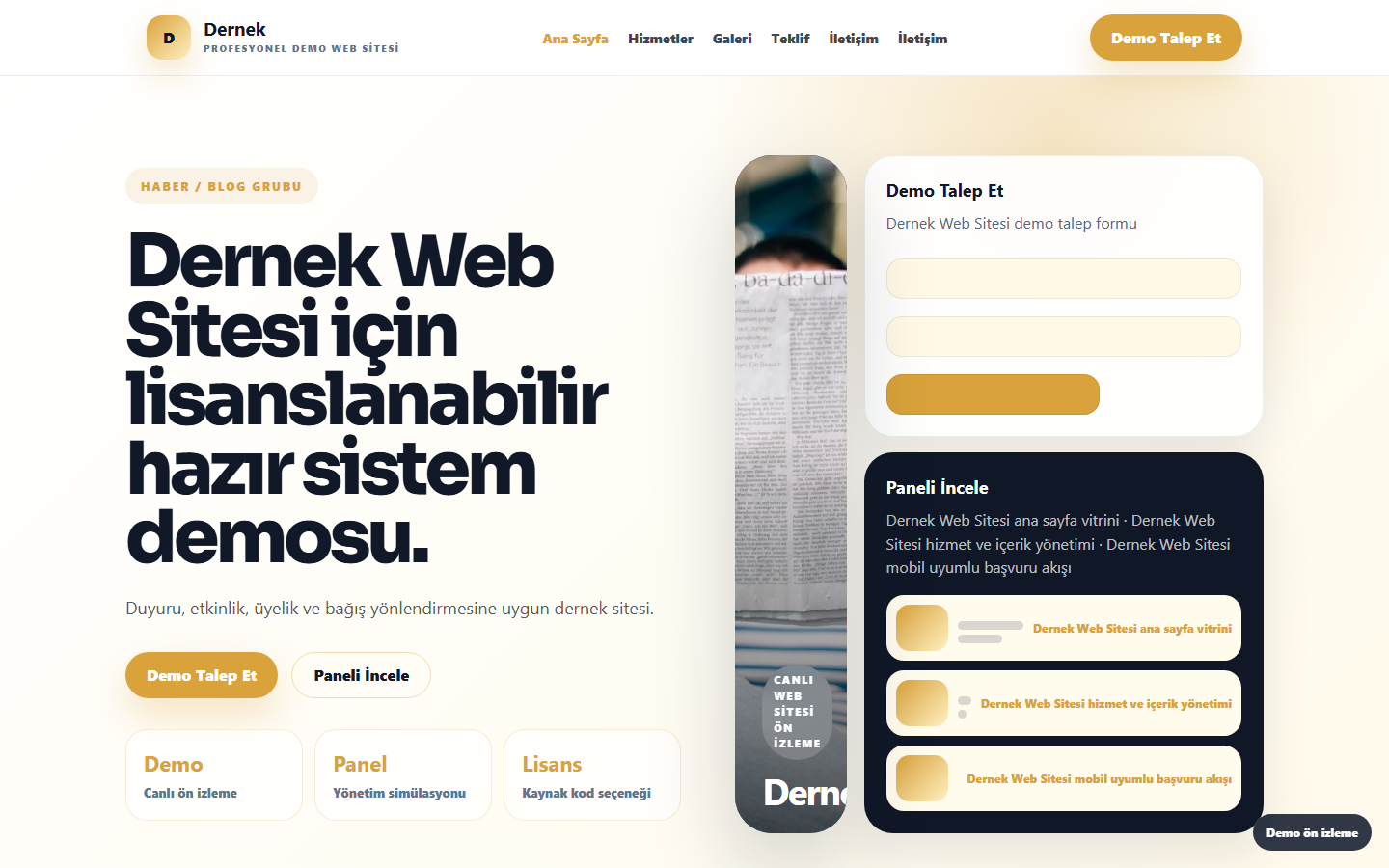 Dernek Web Sitesi demo site ekran görüntüsü