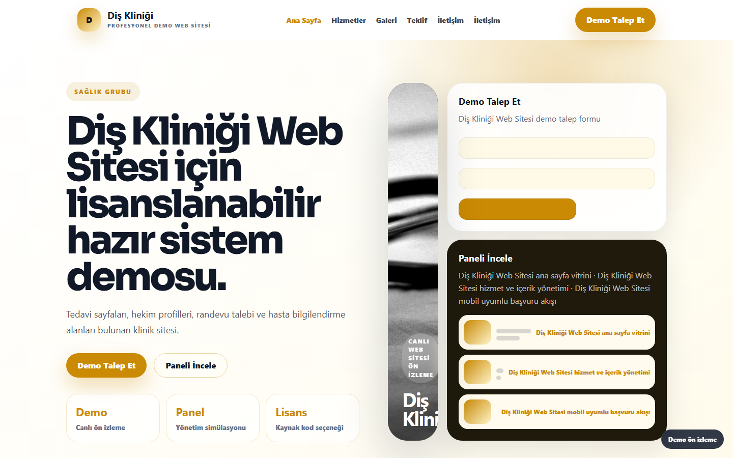 Diş Kliniği Web Sitesi demo site ekran görüntüsü