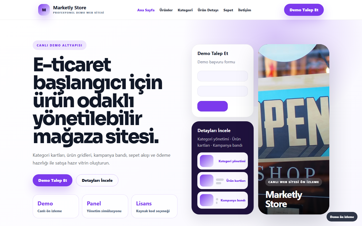 E-Ticaret Paketi ekran ön izlemesi