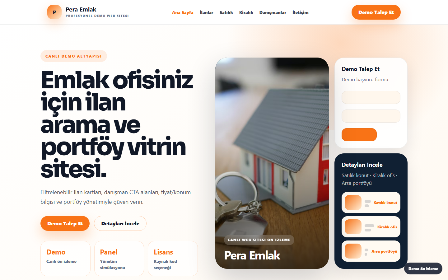 Emlak Ofisi Web Sitesi demo site ekran görüntüsü