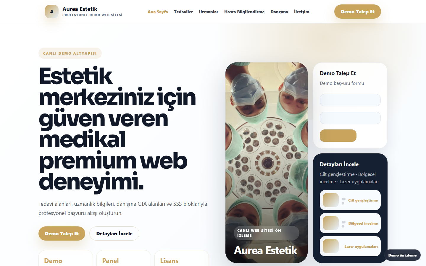 Estetik Merkezi Web Sitesi demo site ekran görüntüsü