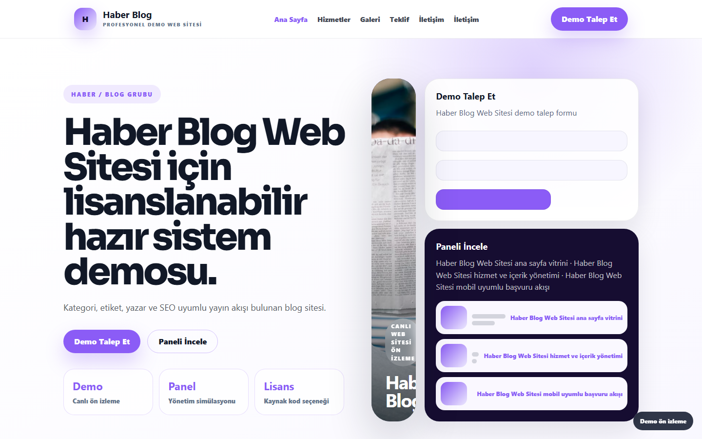 Haber Blog Web Sitesi demo site ekran görüntüsü