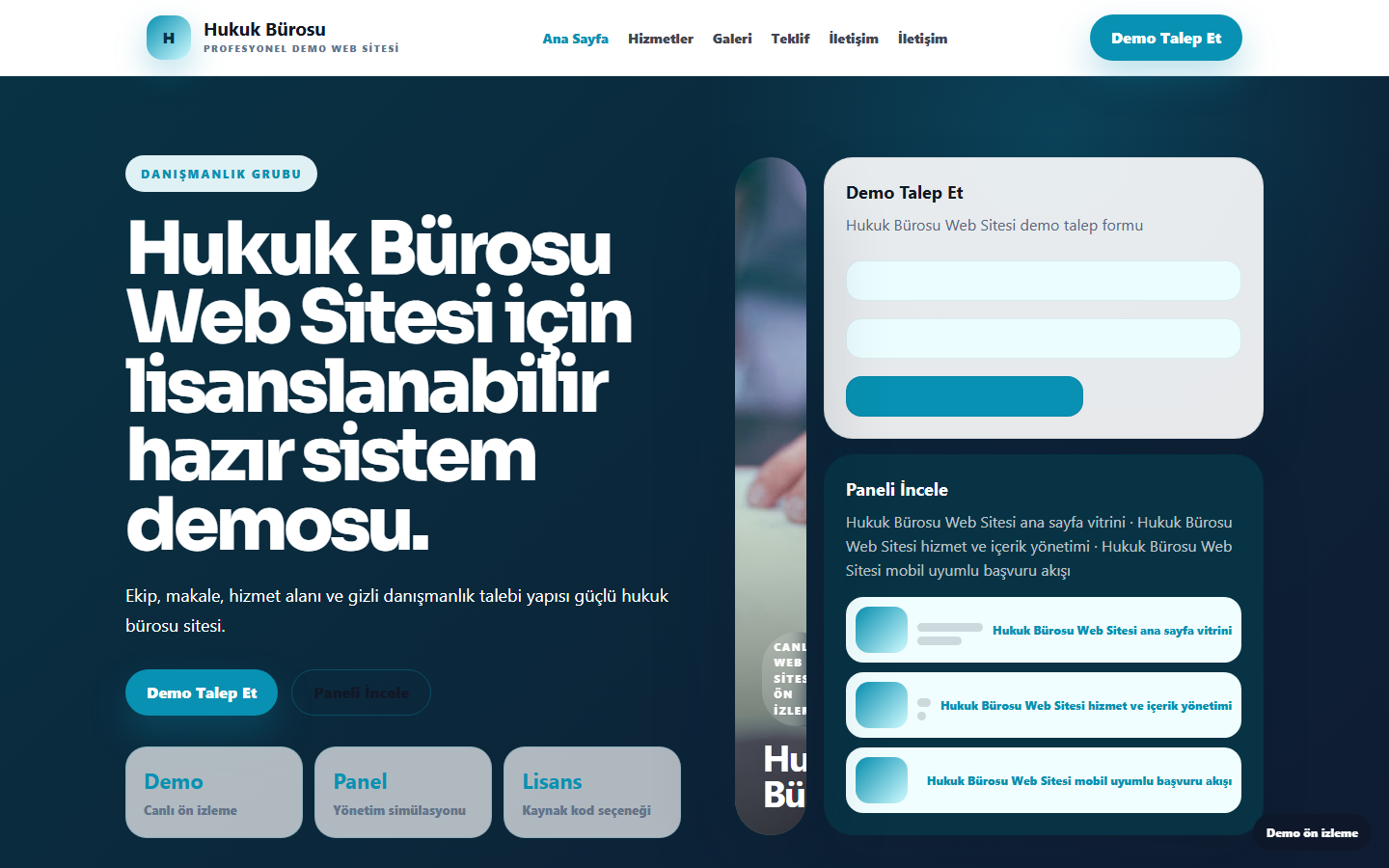 Hukuk Bürosu Web Sitesi demo site ekran görüntüsü