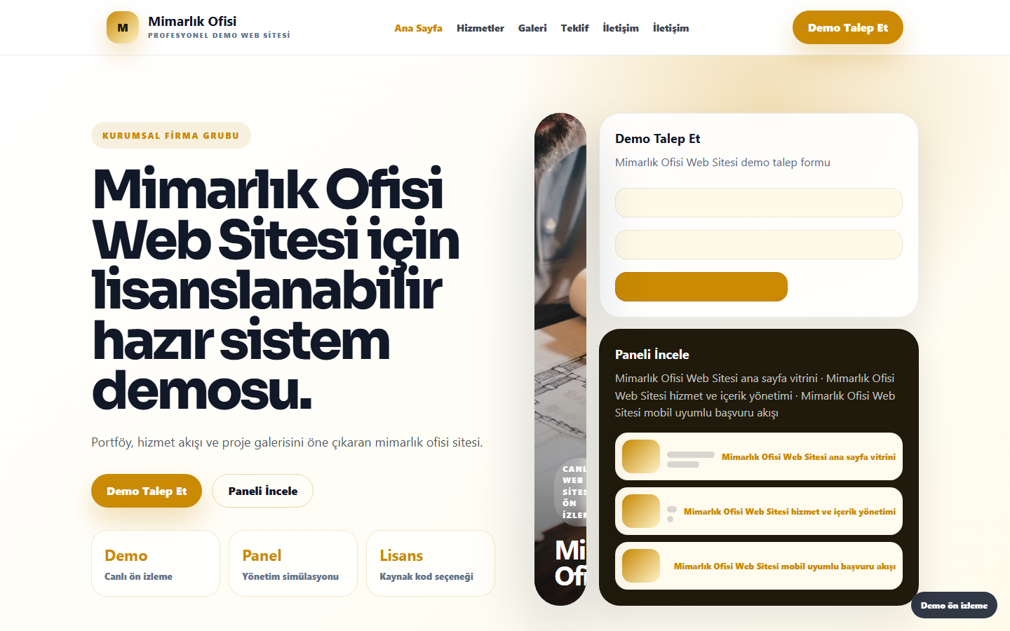 Mimarlık Ofisi Web Sitesi demo site ekran görüntüsü