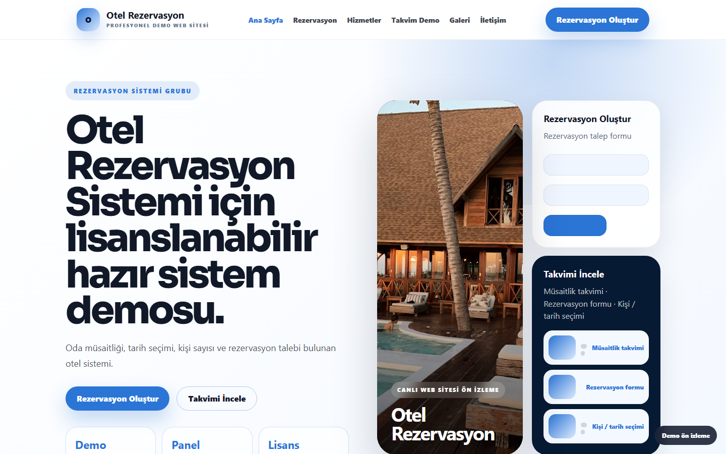 Otel Rezervasyon ekran ön izlemesi