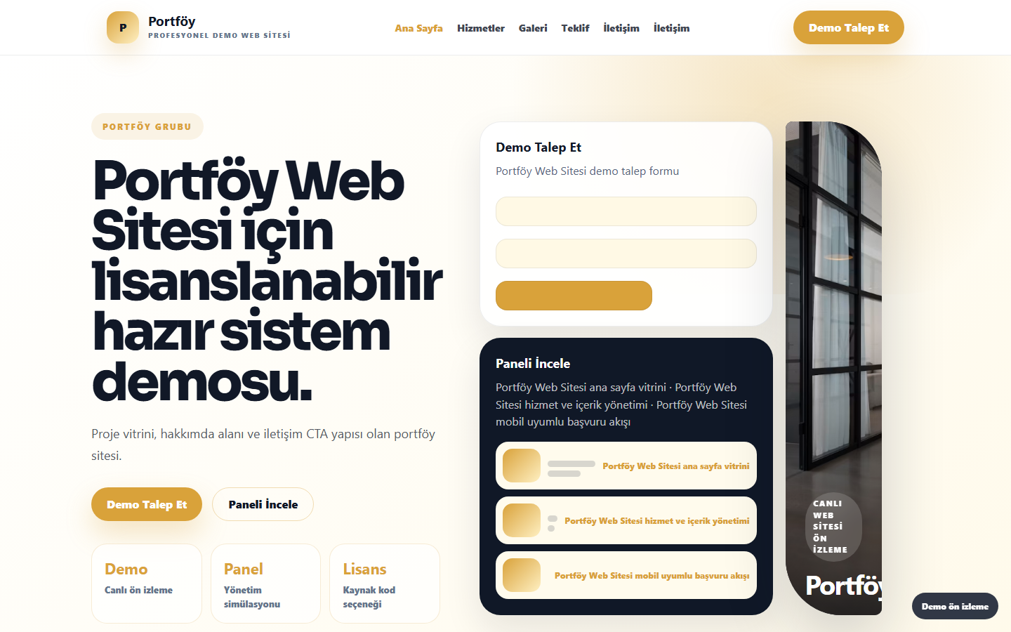 Portföy Web Sitesi demo site ekran görüntüsü