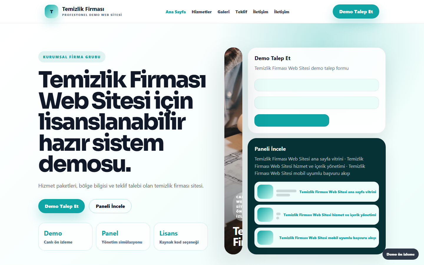 Temizlik Firması Web Sitesi demo site ekran görüntüsü