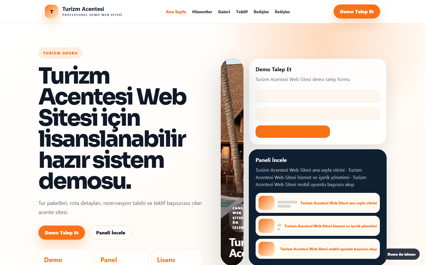 Turizm Acentesi Web Sitesi demo site ekran görüntüsü